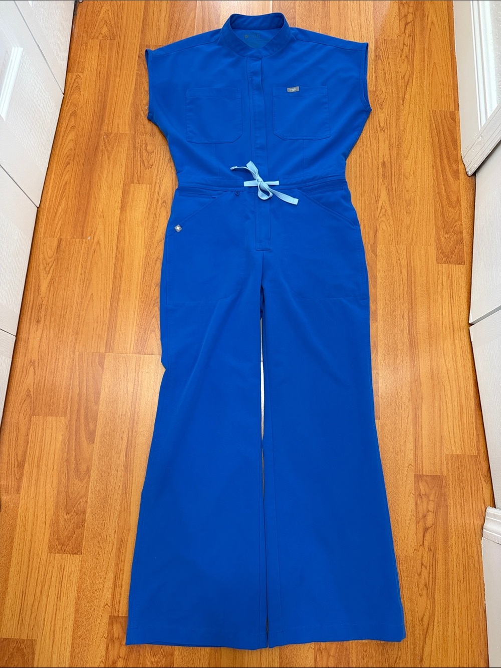 Rafaela Wide-Leg ScrubJumpsuit, Women's Royal Blue, Perite